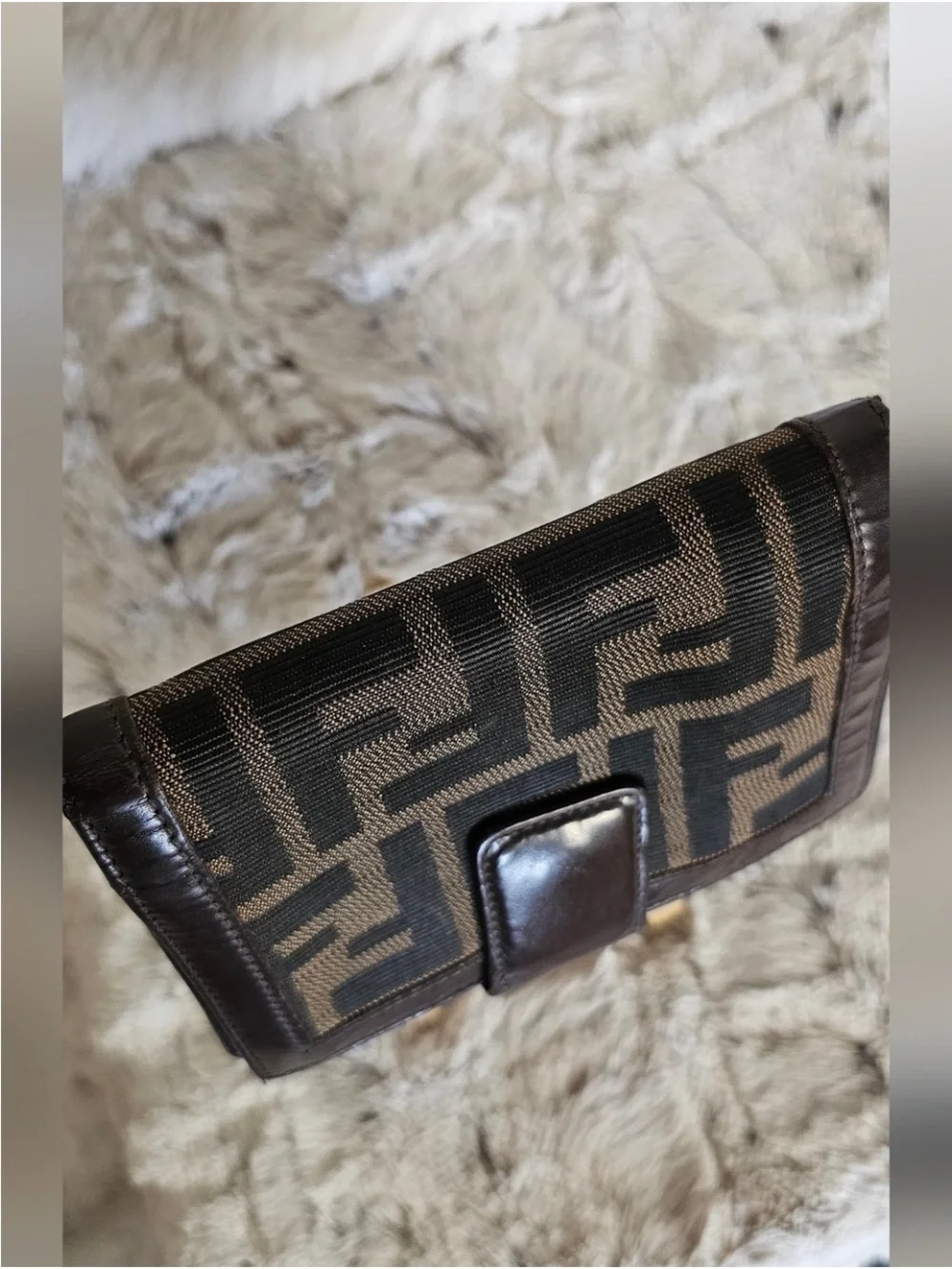 Fendi Brown and Black FF Logo Bi-Fold Wallet